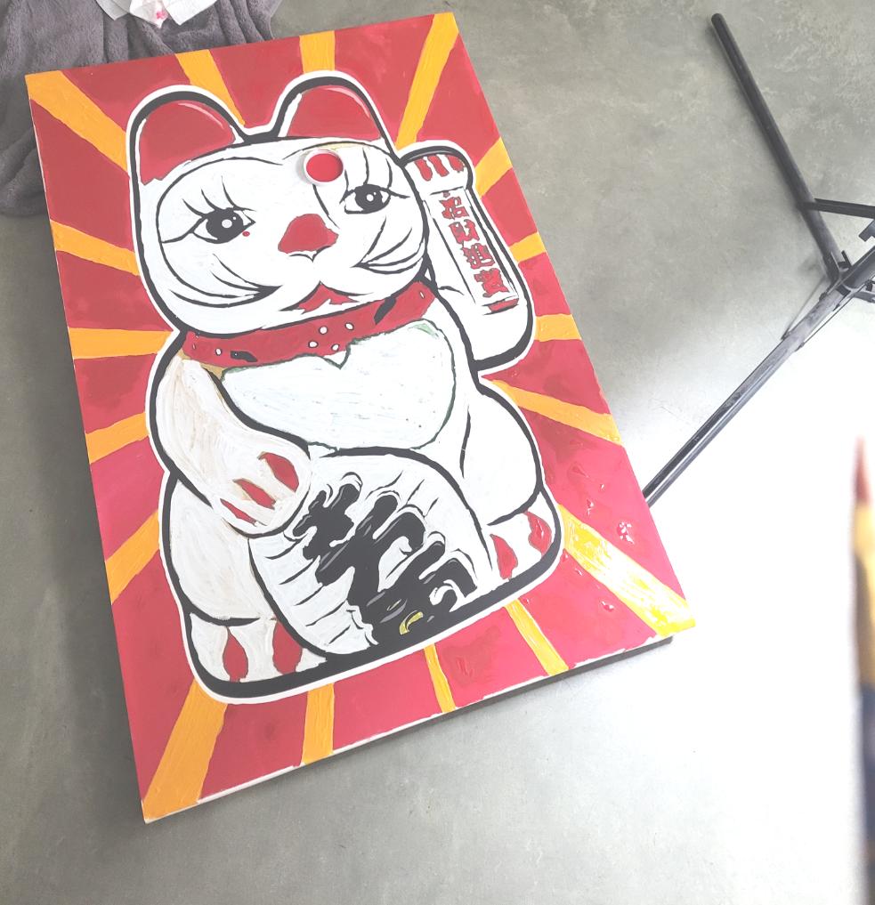 Lucky Cat - [Paint By Numbers]- Paint It Off by Stella and Bobbie